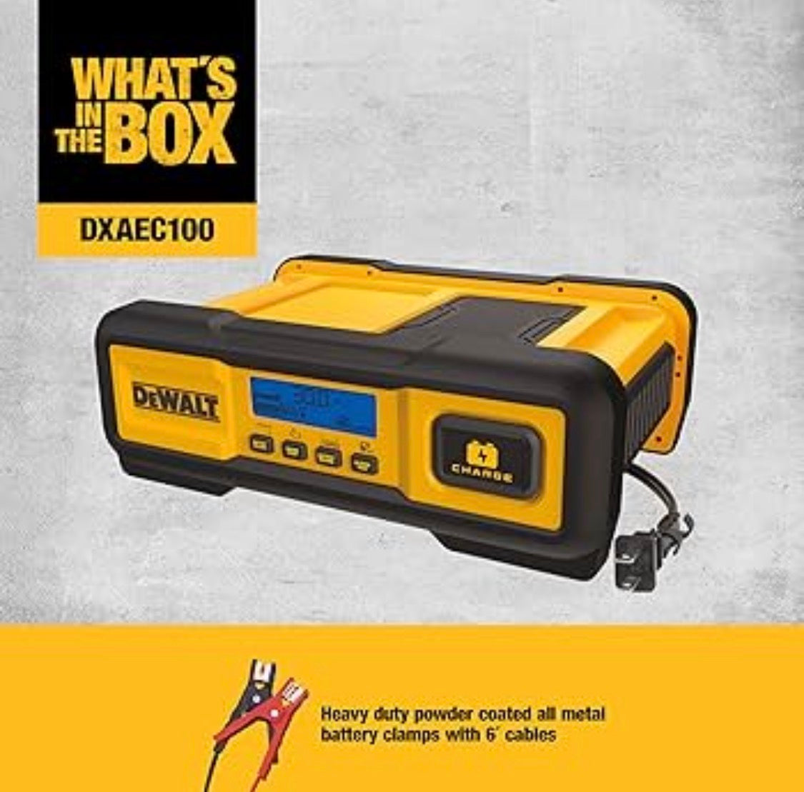 DEWALT DXAEC100 100A Battery Charger & Engine Starter – 12V Automotive Maintainer