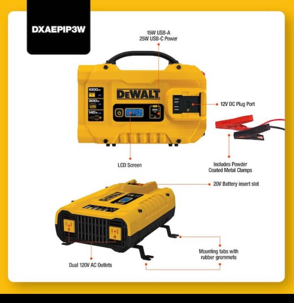 DEWALT DXAEPIP3W Jump Starter & Power Station with Air Compressor – Heavy Duty