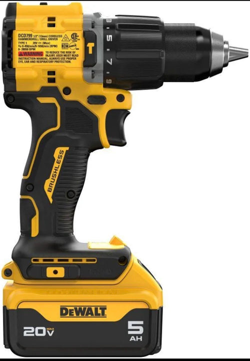 DEWALT DCD799P1 20V MAX ATOMIC Brushless 1/2” Hammer Drill Kit (Battery + Charger)