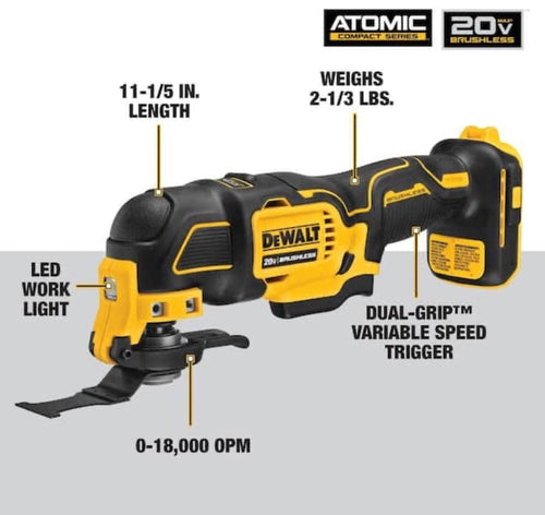 DEWALT DCS354B 20V MAX ATOMIC Brushless Oscillating Multi-Tool (Tool Only)