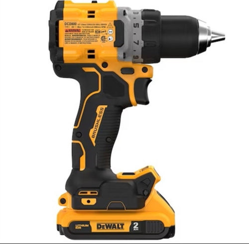 DEWALT DCD800D2 20V MAX XR Brushless 1/2” Drill/Driver Kit (2 Batteries + Charger)